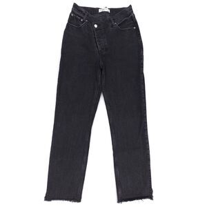 ABERCROMBIE Dad High Rise Raw Hem Crossover Jeans Clean Girl Minimal Y2k Black